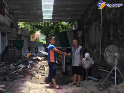 Lắp đặt cầu nâng 1 trụ rửa xe Shark chữ I cho Chú Cường ở Hạ Long