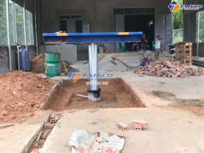 Lắp đặt cầu nâng 1 trụ Shark chữ I cho em Dương ở Sơn động – Bắc Giang