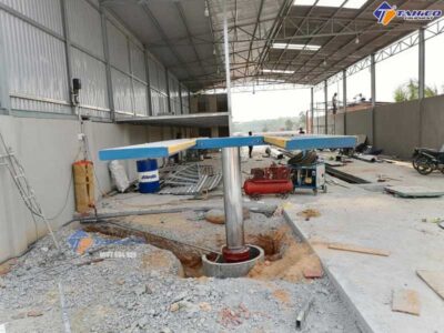 Cách đào hố móng cầu nâng 1 trụ Việt Nam lắp âm nền chữ H