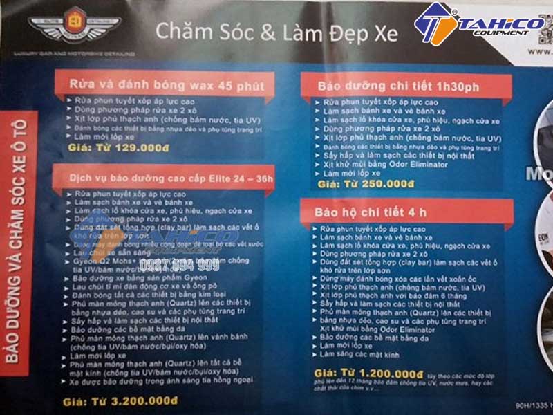 Cập nhật bảng giá dịch vụ chăm sóc xe hơi MỚI NHẤT