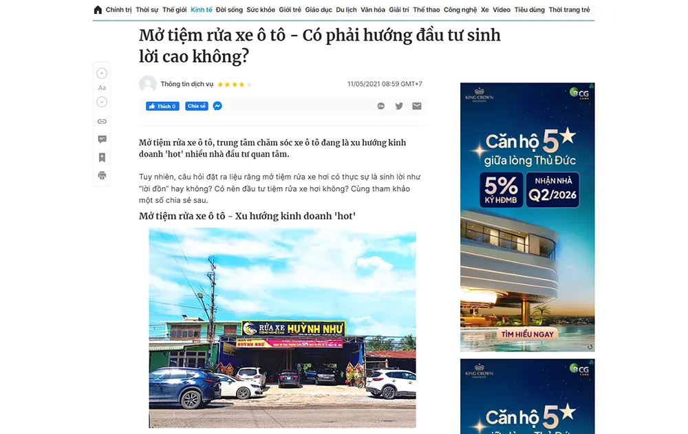 Báo Thanhnien.vn | Xu Hướng Mở Tiệm Rửa Xe Từ Tahico