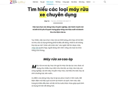 Báo Znews.vn: Cùng Tahico Tìm Hiểu Các Dòng Máy Rửa Xe