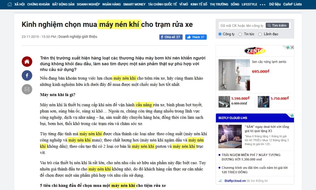 Cafef Nhắc Về Tahico – Đơn Vị Cung Cấp Máy Nén Khí Uy Tín