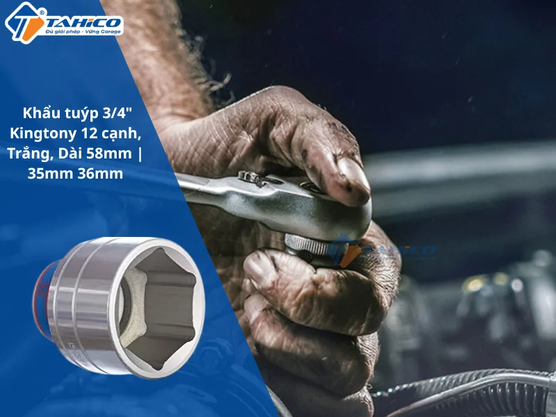 Hình ảnh sản phẩm Khẩu tuýp 3/4" Kingtony 633035M/633036M 12 cạnh, Trắng, Dài 58mm | 35mm 36mm