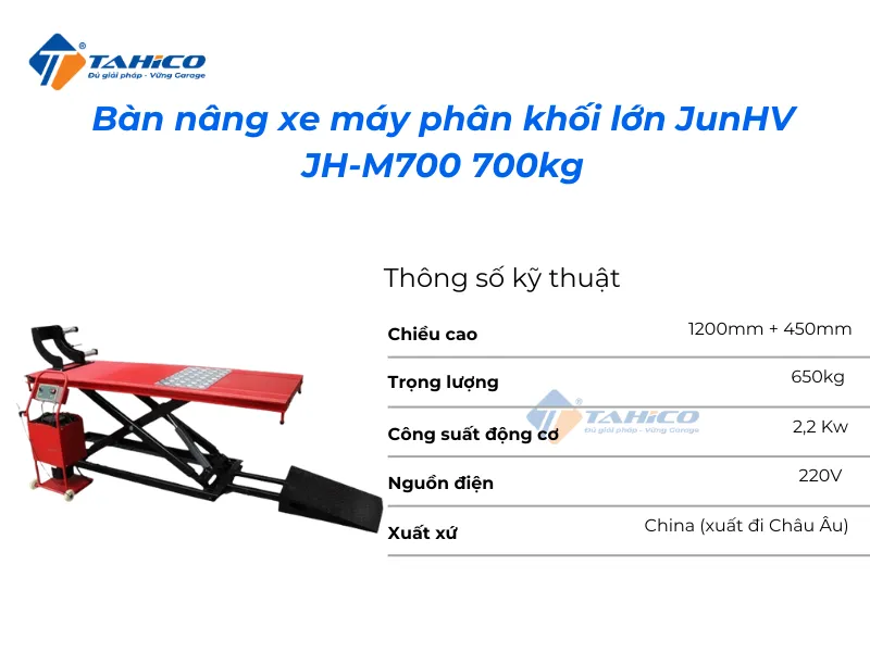 Bàn nâng xe máy phân khối lớn JunHV JH-M700 700kg