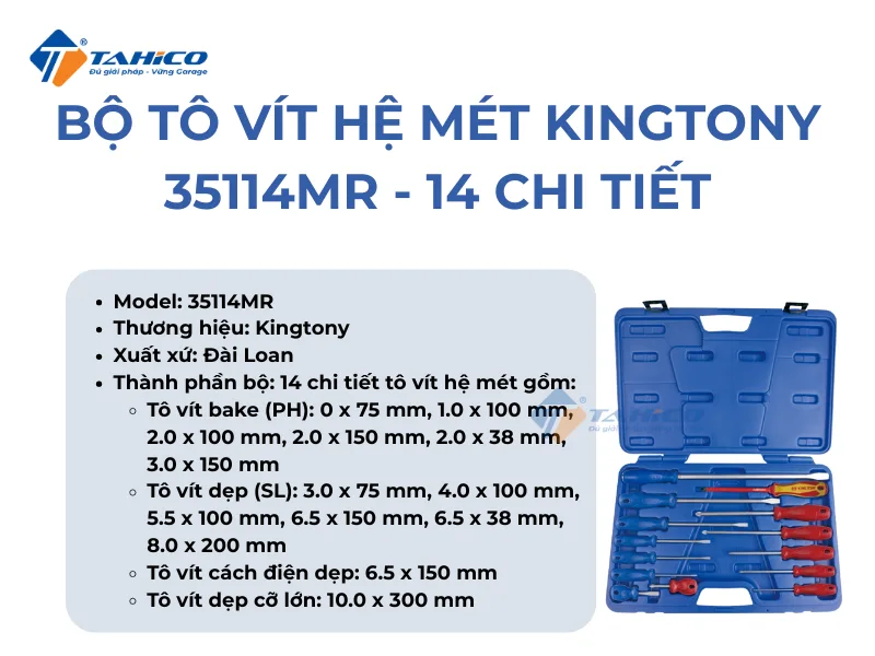 Hình ảnh sản phẩm Bộ tô vít hệ mét Kingtony 35114MR - 14 chi tiết