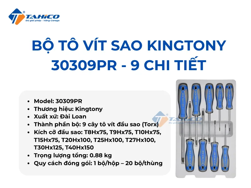 Hình ảnh sản phẩm Bộ tô vít sao Kingtony 30309PR - 9 chi tiết