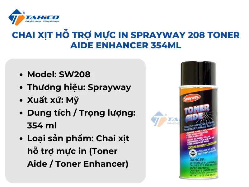 Chai xịt hỗ trợ mực in Sprayway 208 Toner Aide Enhancer 354ml