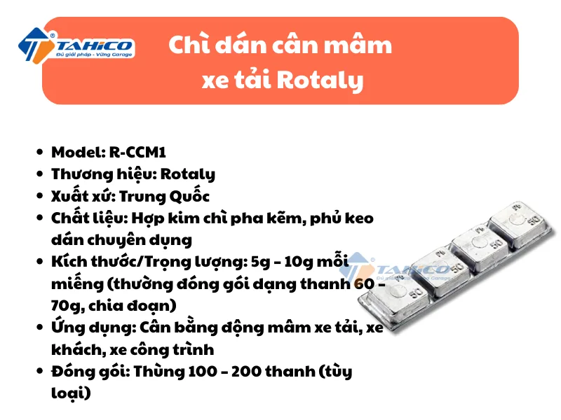 Chì dán cân mâm xe tải Rotaly