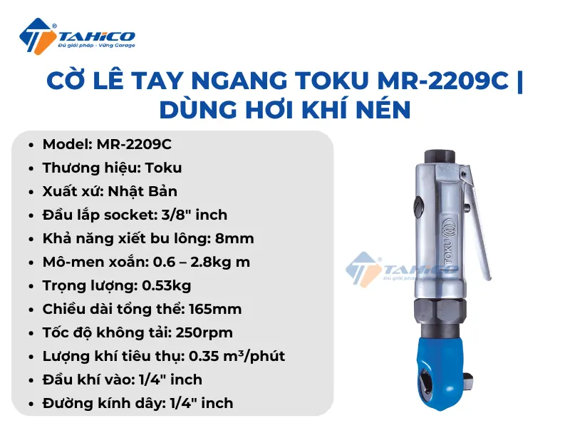 Cờ lê tay ngang Toku MR-2209C | Dùng hơi khí nén