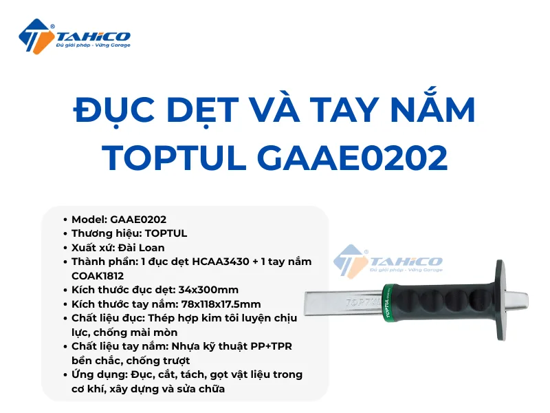 Hình ảnh sản phẩm Đục dẹt và tay nắm Toptul GAAE0202
