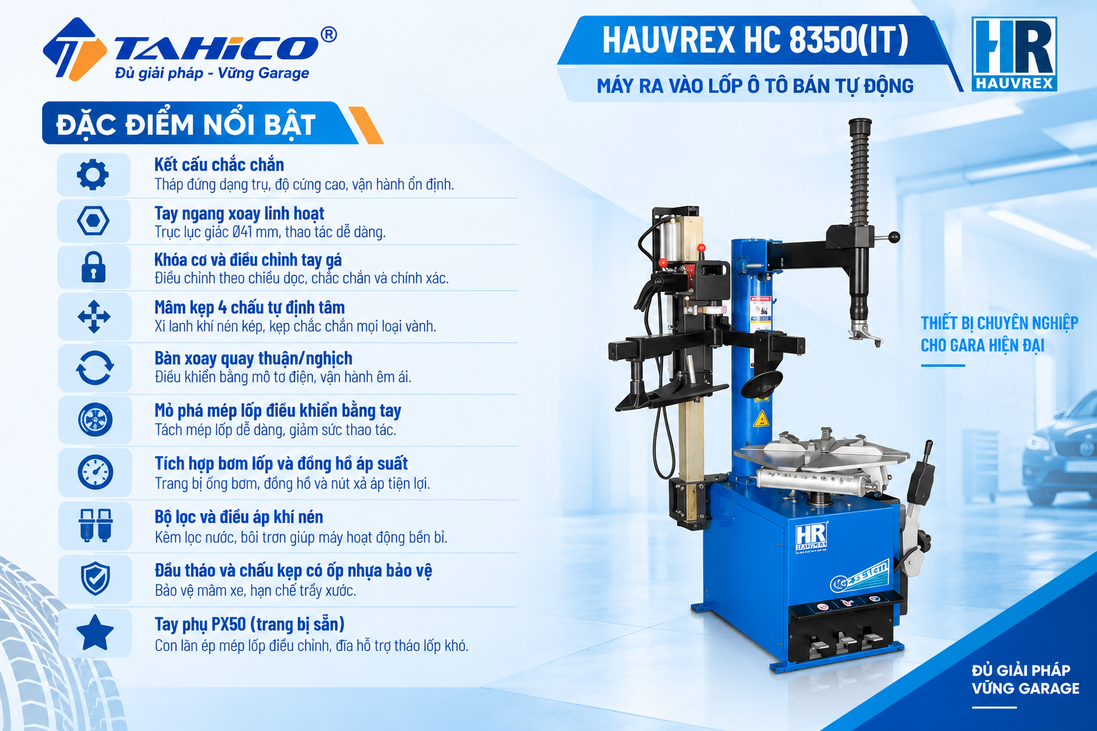Máy ra vào lốp ô tô bán tự động HC8350(IT)