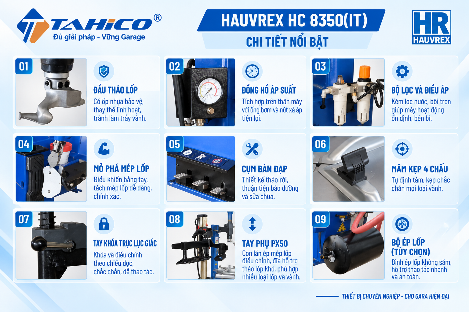 Máy ra vào lốp ô tô bán tự động HC8350(IT)