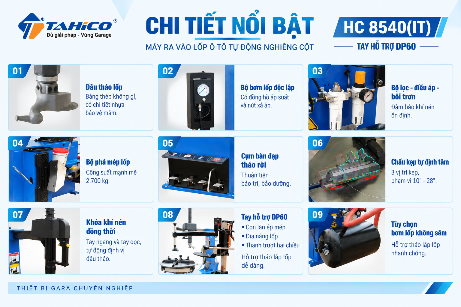 Máy ra vào lốp ô tô tự động HC8540(IT)