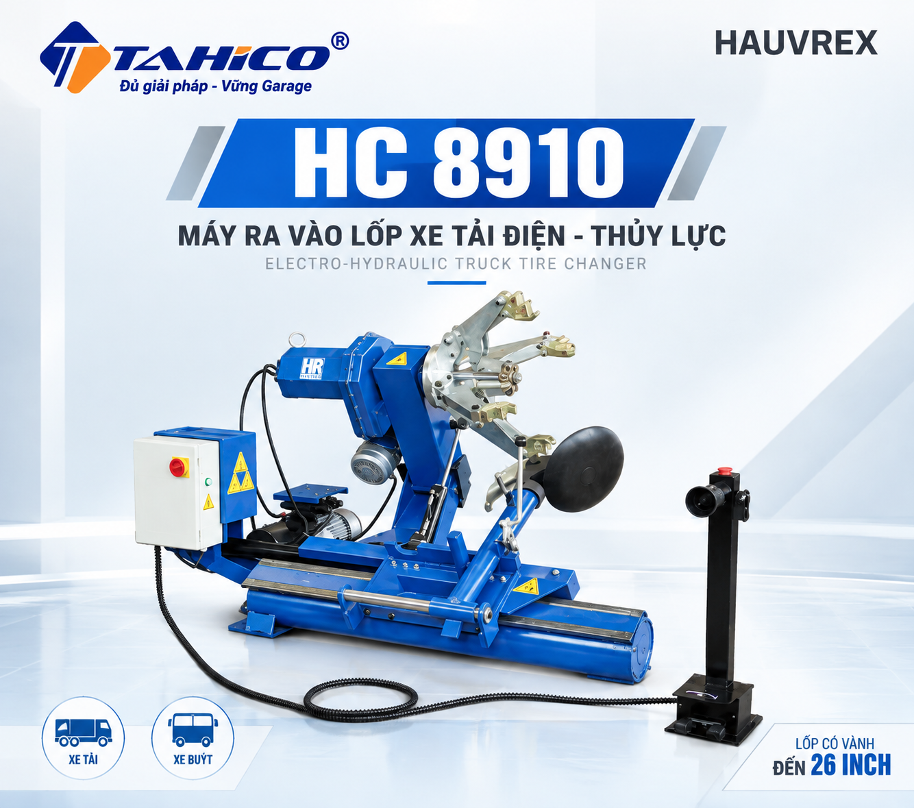 Máy ra vào lốp xe tải thủy lực Hauvrex HC8910