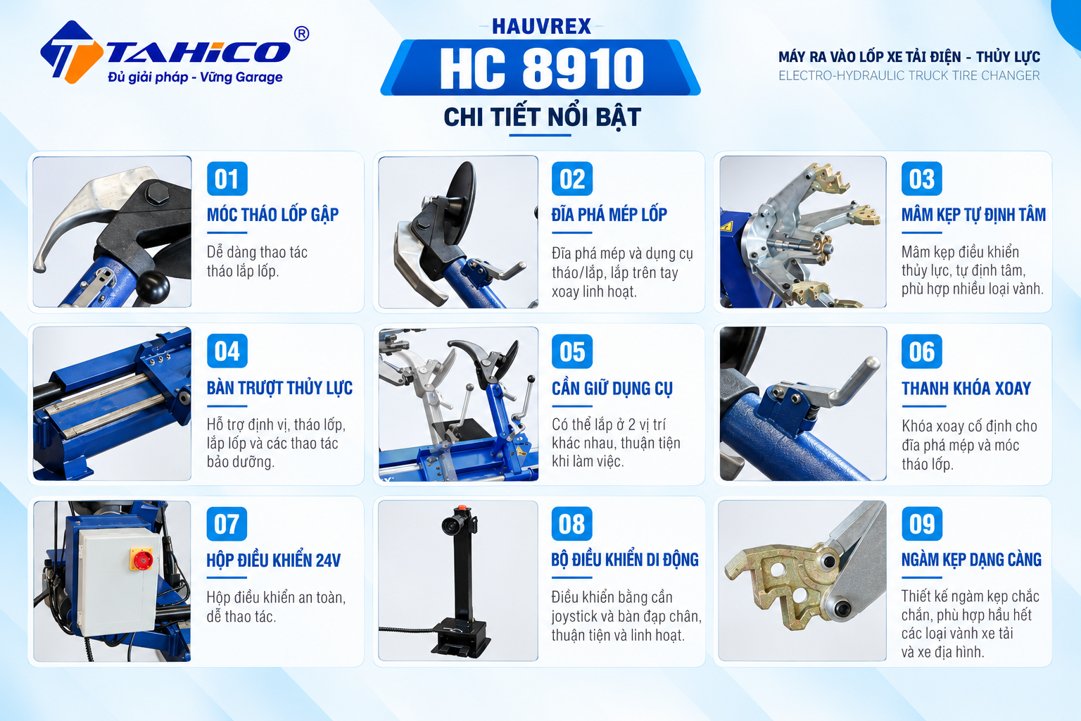 Máy ra vào lốp xe tải thủy lực HC8910