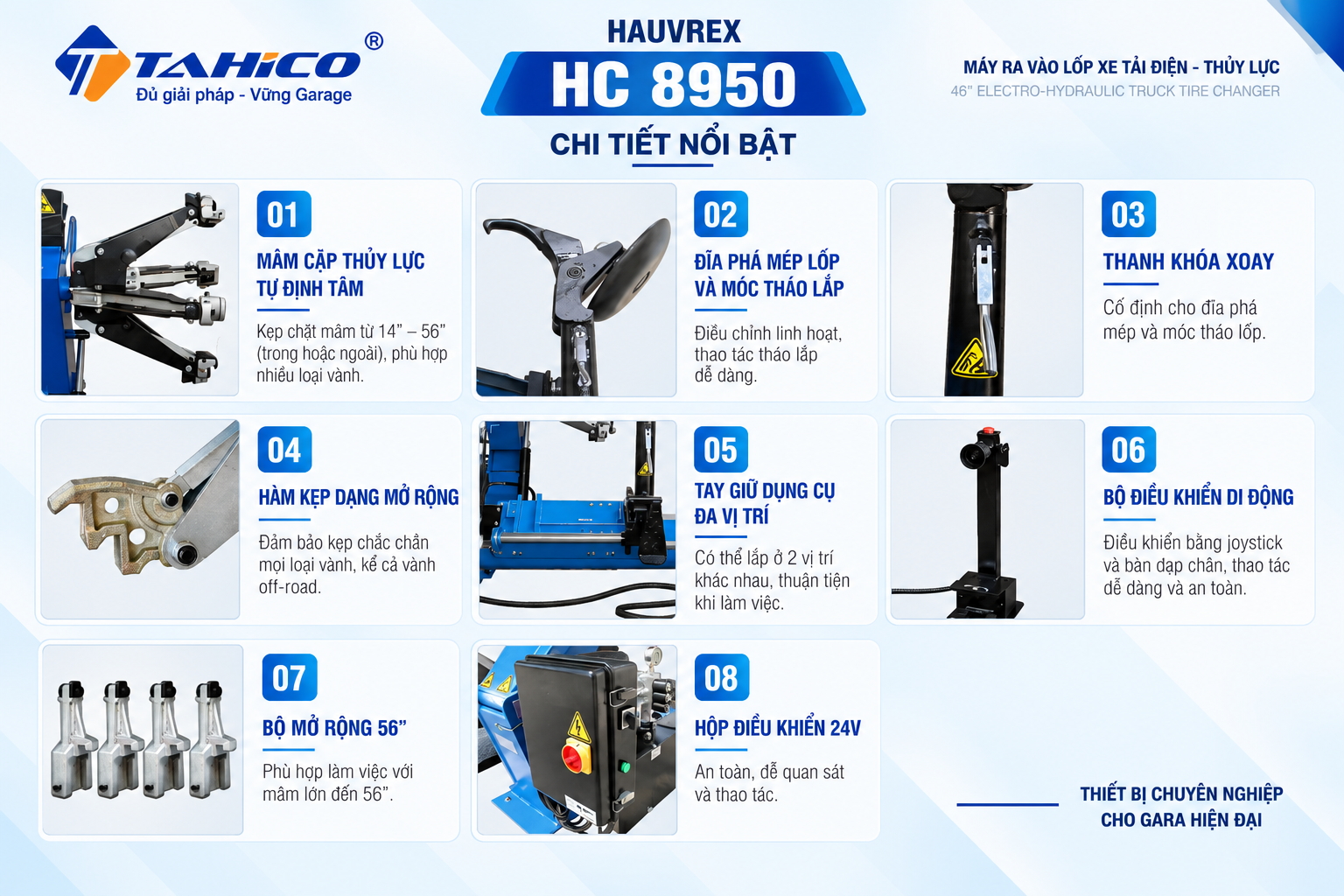 Máy ra vào lốp xe tải thủy lực cỡ lớn 46 inch HC8950