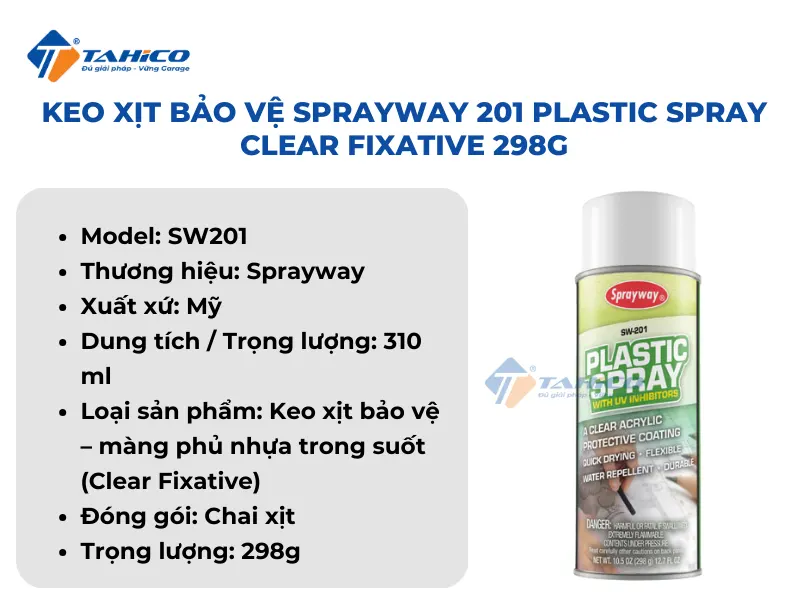 Keo xịt bảo vệ Sprayway 201 Plastic Spray Clear Fixative 298g