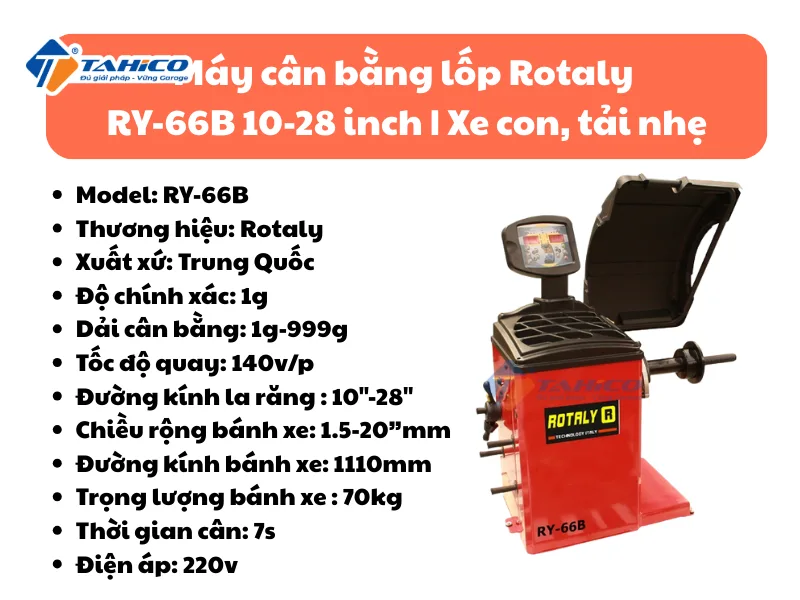 Máy cân bằng lốp Rotaly RY-66B 10-28 inch | Xe con, tải nhẹ
