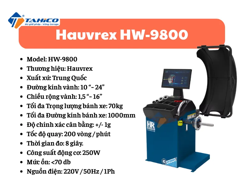 Máy cân mâm Hauvrex HW-9800, HW9810 10-24 inch | Tự động