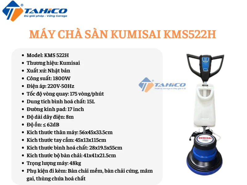Hình ảnh sản phẩm Máy chà sàn Kumisai KMS522, KMS522H 1500W, 1800W
