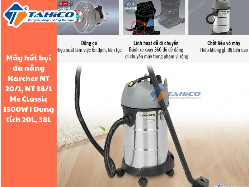 Hình ảnh sản phẩm Máy hút bụi đa năng Karcher NT 20/1, NT 38/1 Me Classic 1500W | Dung tích 20L, 38L