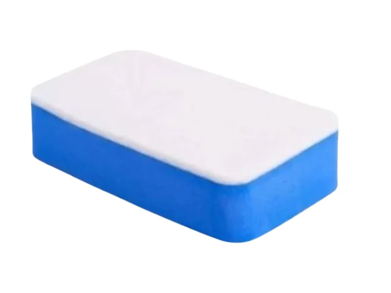 Mút xốp nỉ tẩy ố kính, màn dầu MTOK 9x5cm màu Trắng - Xanh