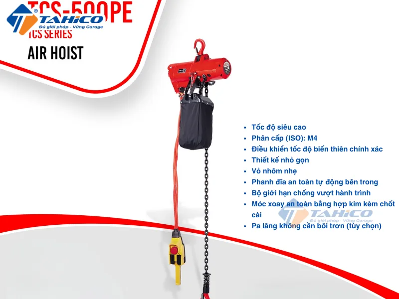 Hình ảnh sản phẩm Palăng xích Toku TCS-1000C2, TCS-1000P2E dùng hơi khí nén 1 tấn