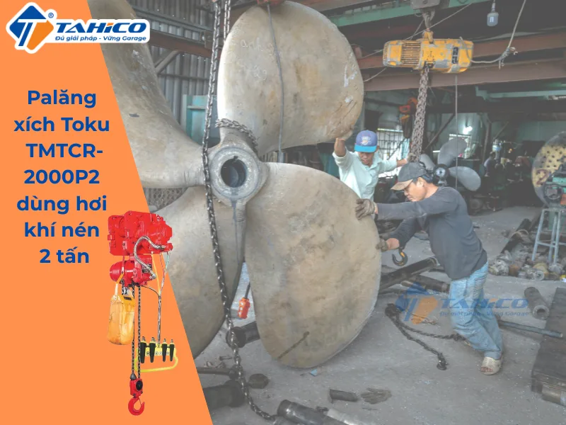 Hình ảnh sản phẩm Palăng xích Toku TMTCR-2000P2 dùng hơi khí nén 2 tấn
