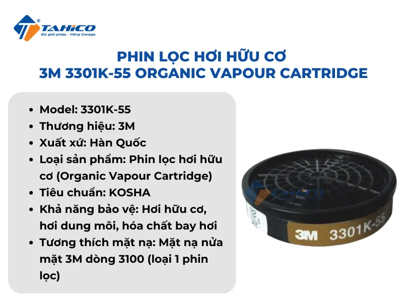Phin lọc hơi hữu cơ 3M 3301K-55 Organic Vapour Cartridge