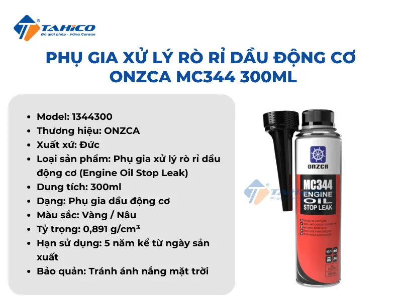 Phụ gia xử lý rò rỉ dầu động cơ Onzca MC344 300ml