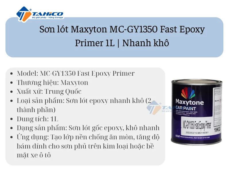 Sơn lót Maxyton MC-GY1350 Fast Epoxy Primer 1L