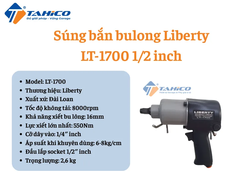Hình ảnh sản phẩm Súng bắn bulong Liberty LT-1700, Liberty LT-1800 1/2 inch | Đài Loan