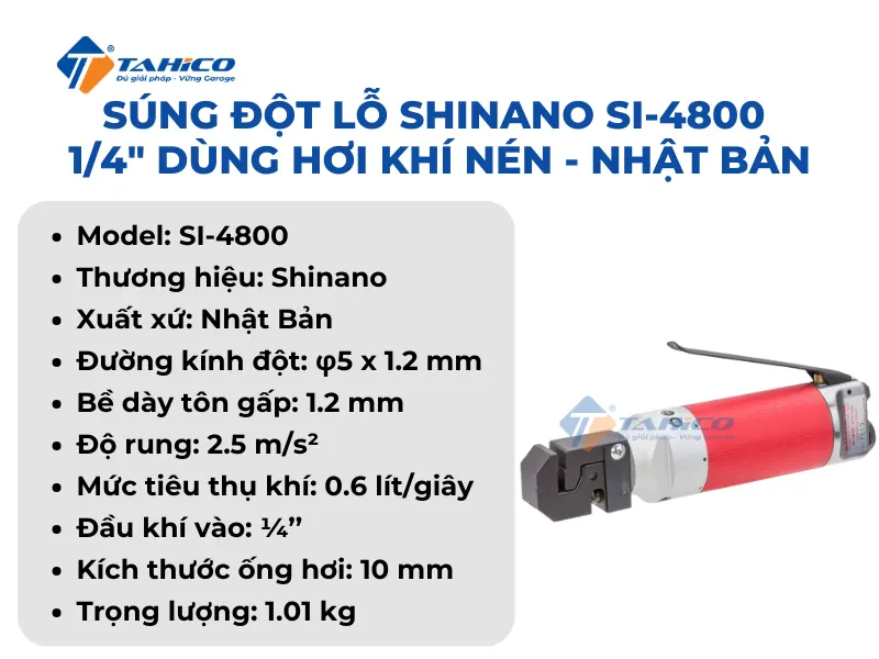 Súng đột lỗ Shinano Si-4800 1/4″ dùng hơi khí nén - Nhật Bản