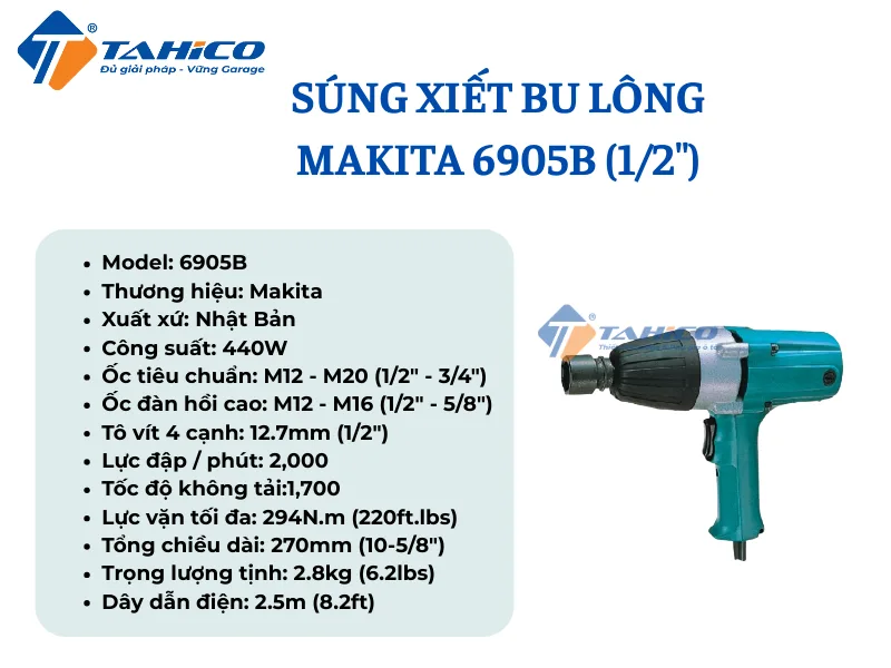 Hình ảnh sản phẩm Súng xiết bu lông Makita 6905B (1/2")
