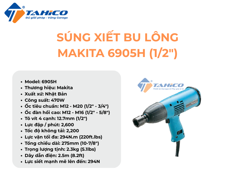 Hình ảnh sản phẩm Súng xiết bu lông Makita 6905H (1/2")