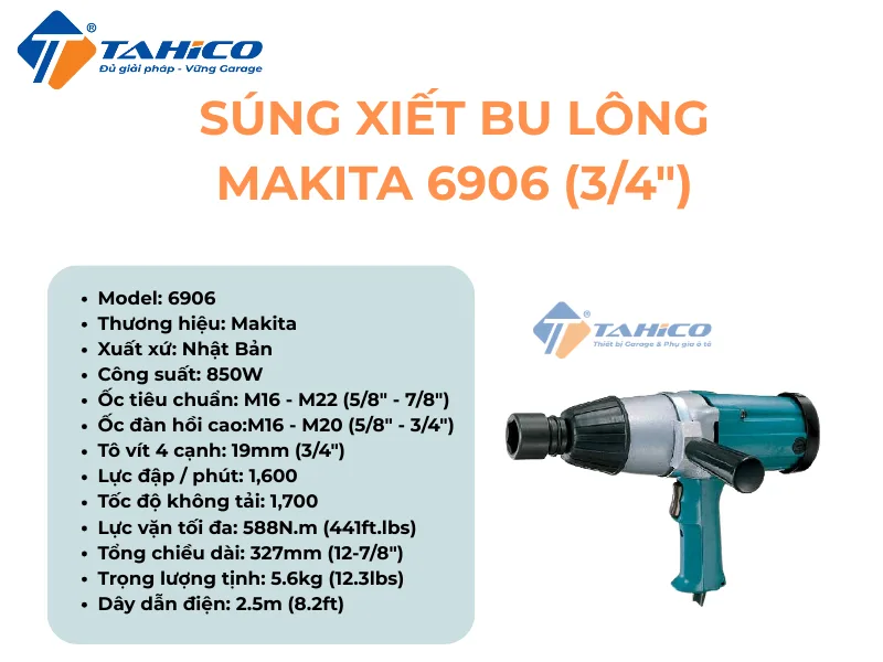 Hình ảnh sản phẩm Súng xiết bu lông Makita 6906 (3/4")