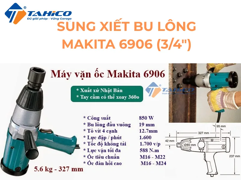 Hình ảnh sản phẩm Súng xiết bu lông Makita 6906 (3/4")