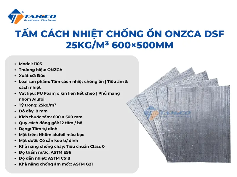Tấm cách nhiệt chống ồn Onzca DSF 25kg/m³ 600×500mm