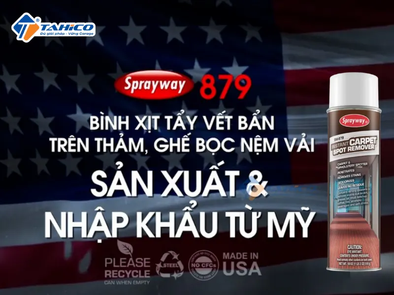Tẩy vết bẩn trên thảm vải, ghế nệm Sprayway 879 Instant Carpet Spot Remover 532ml
