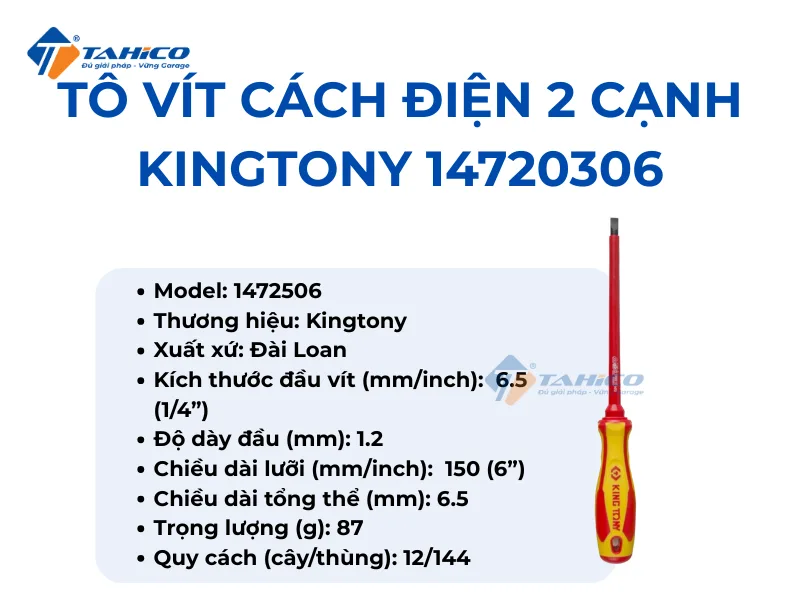Hình ảnh sản phẩm Tô vít cách điện 2 cạnh Kingtony Series 75-175mm