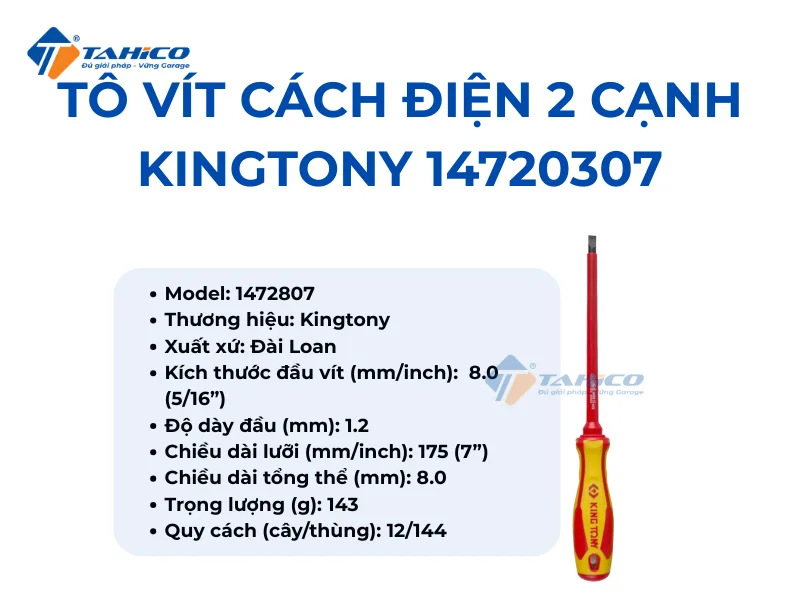 Hình ảnh sản phẩm Tô vít cách điện 2 cạnh Kingtony Series 75-175mm
