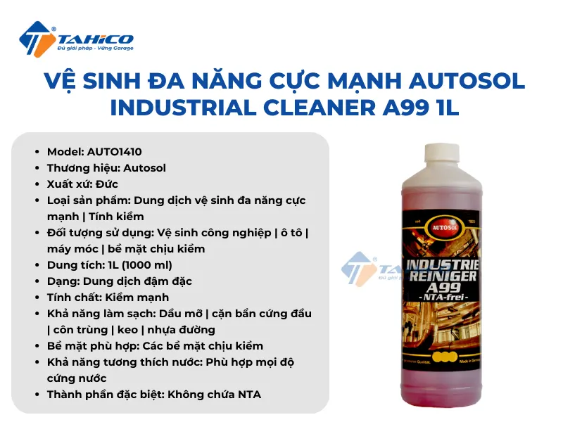 Vệ sinh đa năng cực mạnh Autosol Industrial Cleaner A99 1L