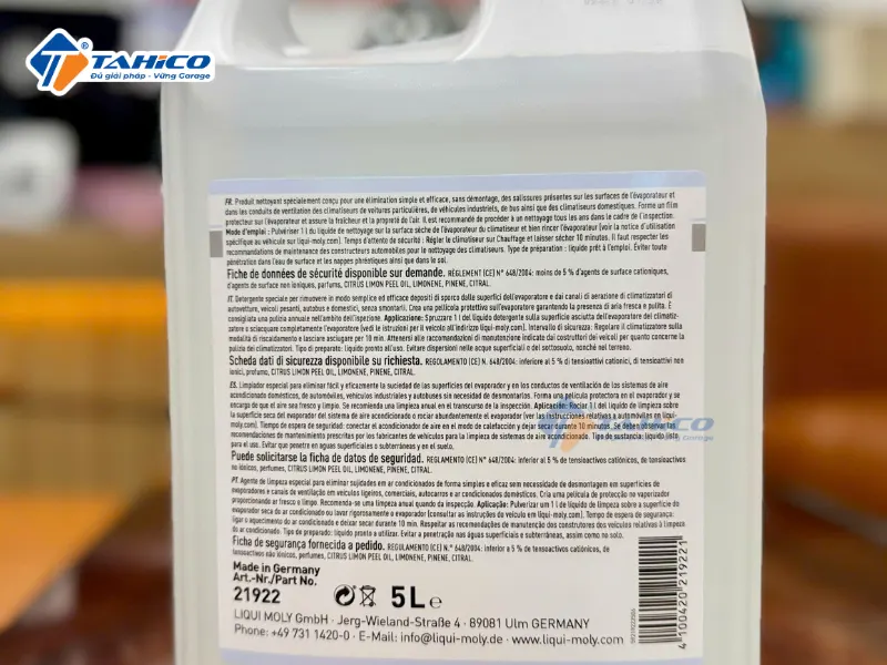 Vệ sinh dàn lạnh Liqui Moly AC Cleaner Klima Anlagen Reiniger 2K 9001 21922 5L