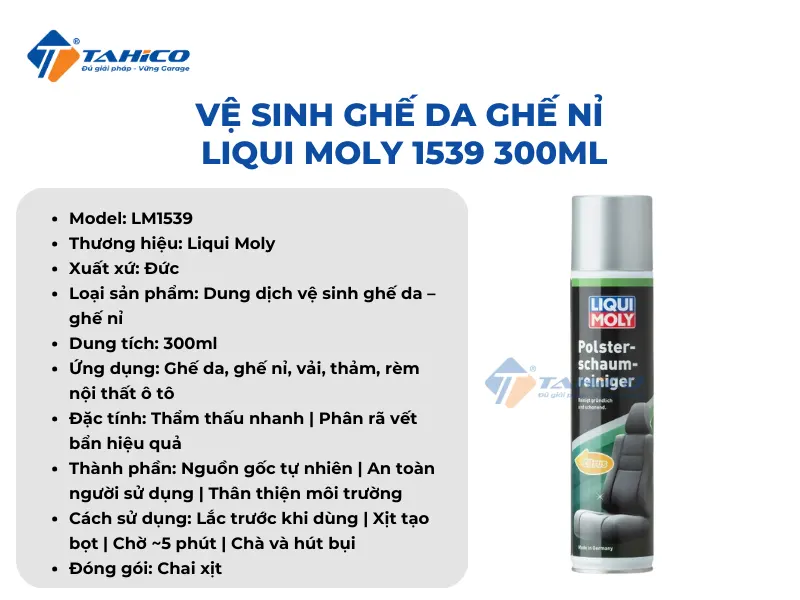 Vệ sinh ghế da ghế nỉ Liqui Moly 1539 300ml