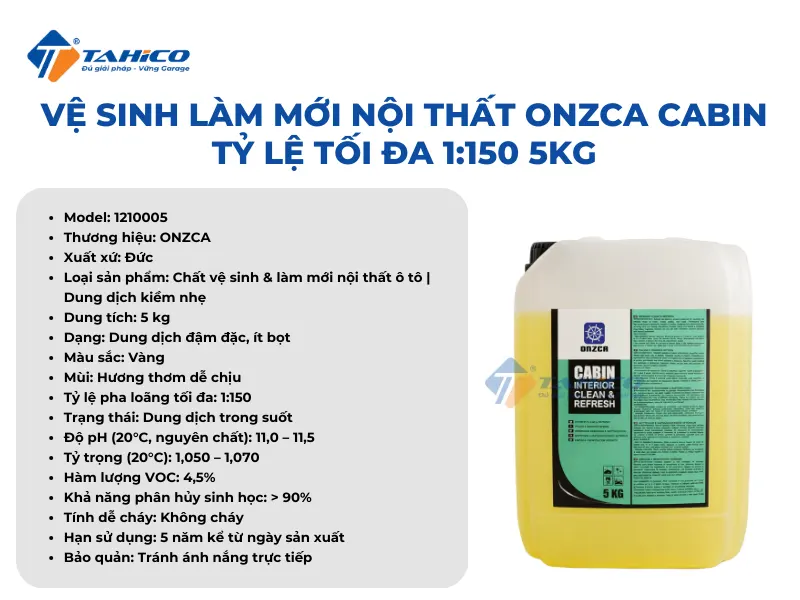 Vệ sinh làm mới nội thất Onzca Cabin tỷ lệ tối đa 1:150 5kg