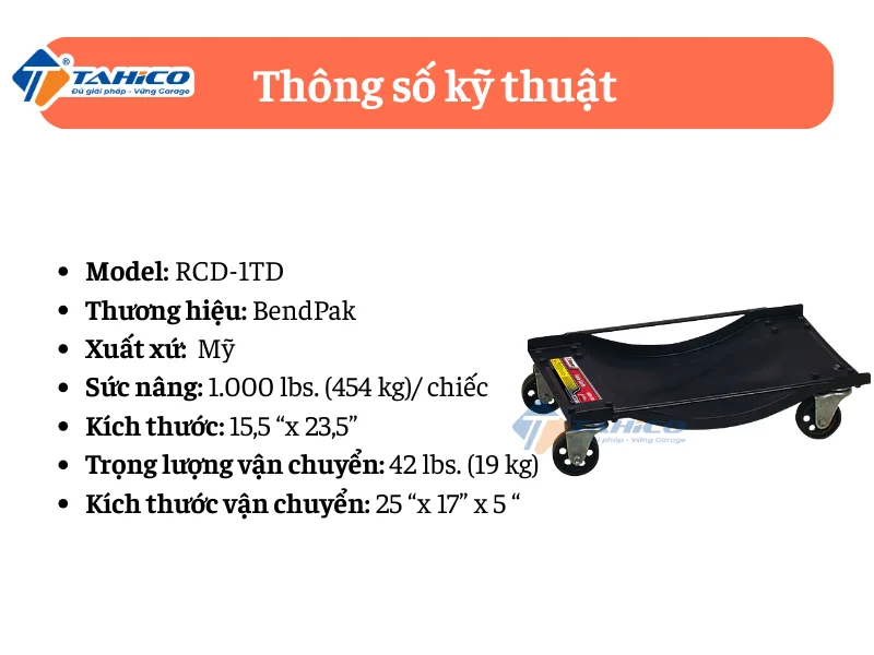 Xe đẩy di chuyển ô tô BendPak RCD-1TD