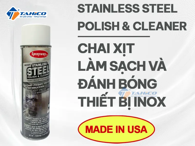 Xịt đánh bóng và làm sạch đồ inox Sprayway 841 Stainless Steel Polish và Cleaner 425g