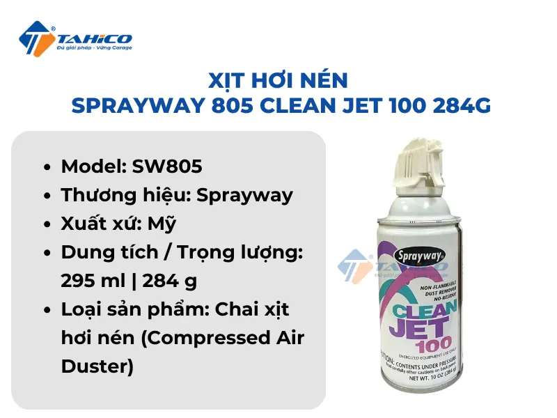 Đặc điểm tính năng Sprayway 805 Clean Jet 100