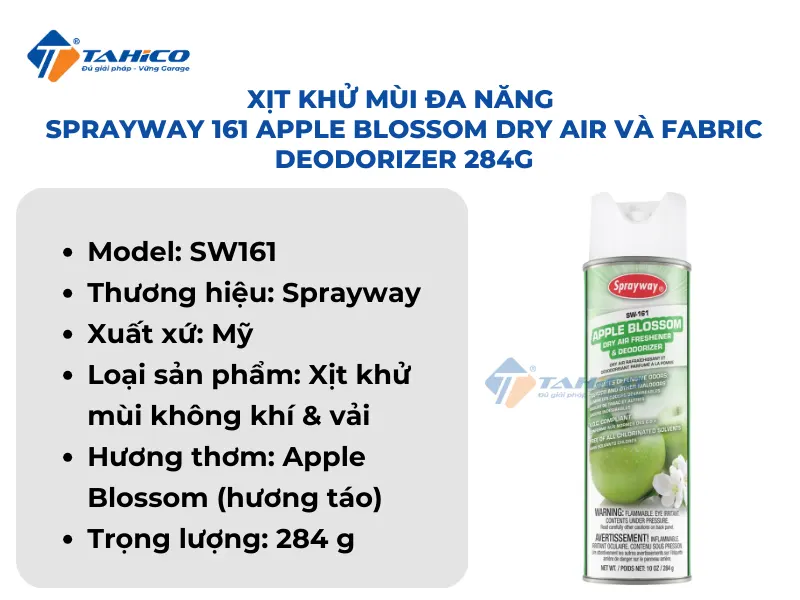 Xịt khử mùi đa năng Sprayway 161 Apple Blossom Dry Air và Fabric Deodorizer 284g